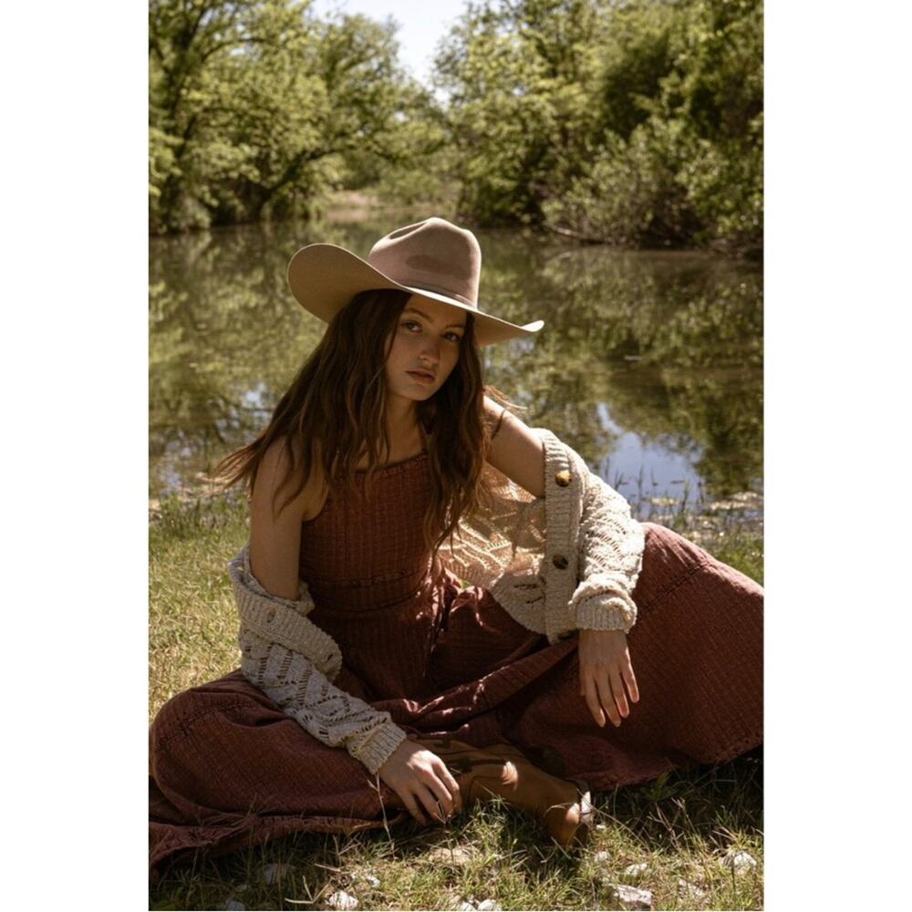 Free People Bohemian Western Mind Over Matter Midi Maxi Dress Burnt Henna Small - Picture 3 of 11